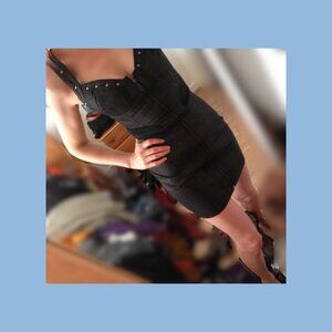 mini black denim dress studded zip edgy